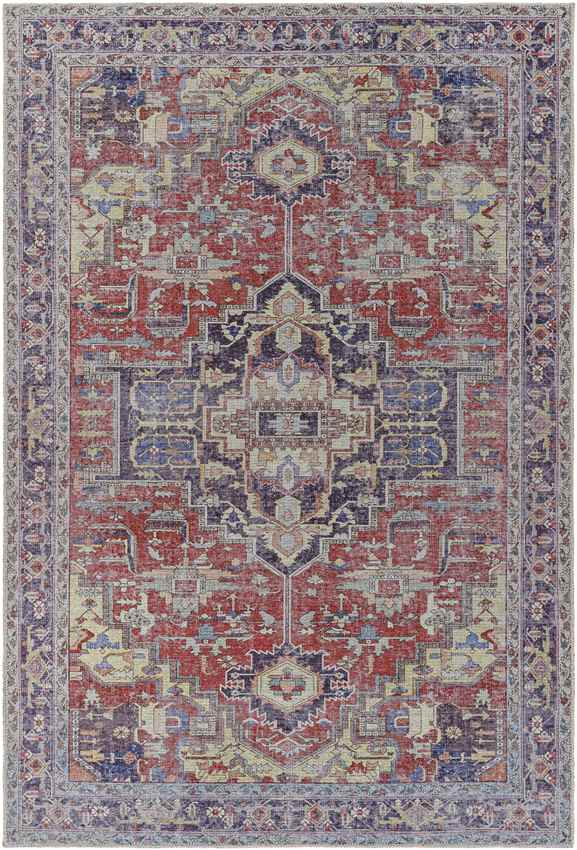 Wheatcroft Traditional Washable Rug, Dark Red