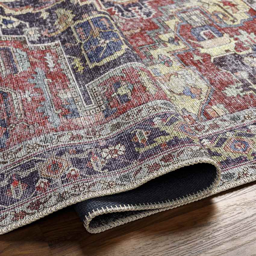 Wheatcroft Traditional Washable Rug, Dark Red