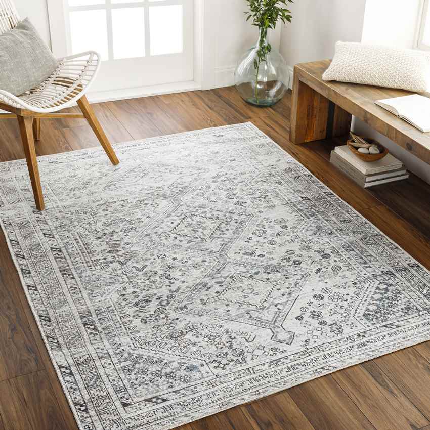 Tonganoxie Traditional Washable Rug, Ivory