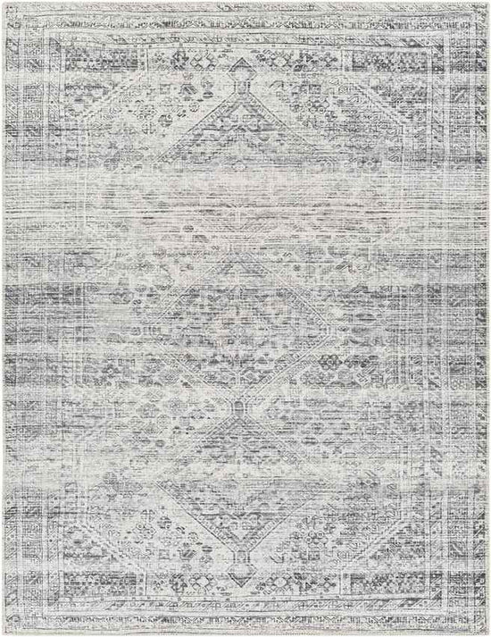 Tonganoxie Traditional Washable Rug, Light Gray