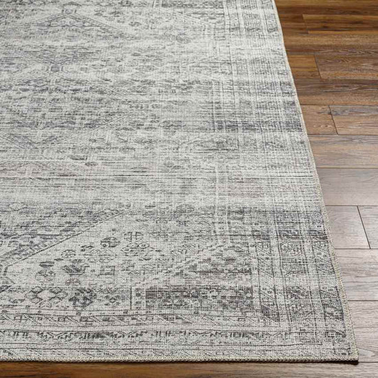 Tonganoxie Traditional Washable Rug, Light Gray