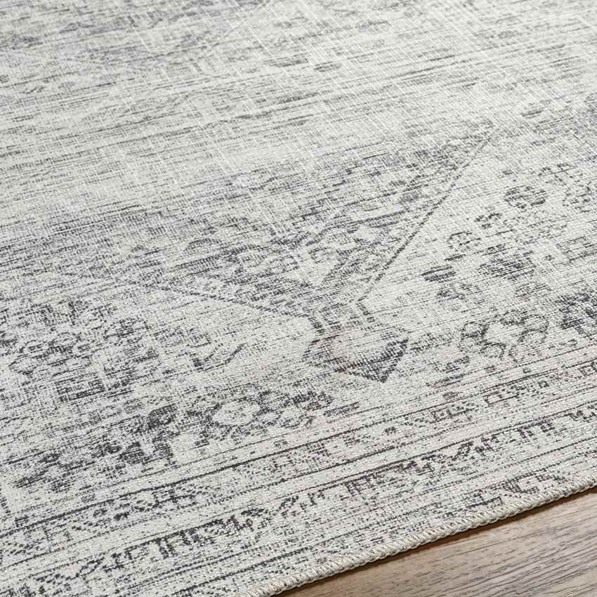 Tonganoxie Traditional Washable Rug, Light Gray