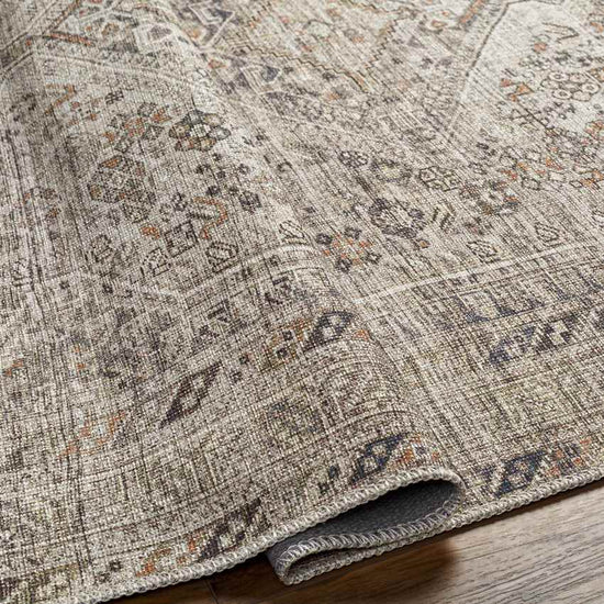 Tonganoxie Traditional Washable Rug, Light Beige