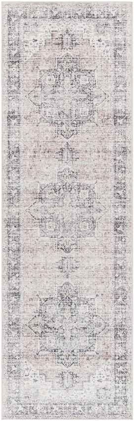 New Cambria Traditional Washable Rug, Ivory