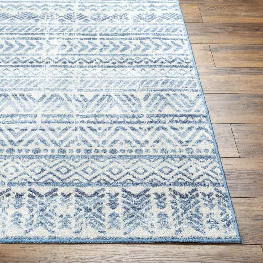 Katryna Global Washable Rug, Denim Blue