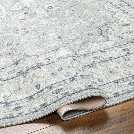 Tomara Traditional Washable Rug, Light Gray