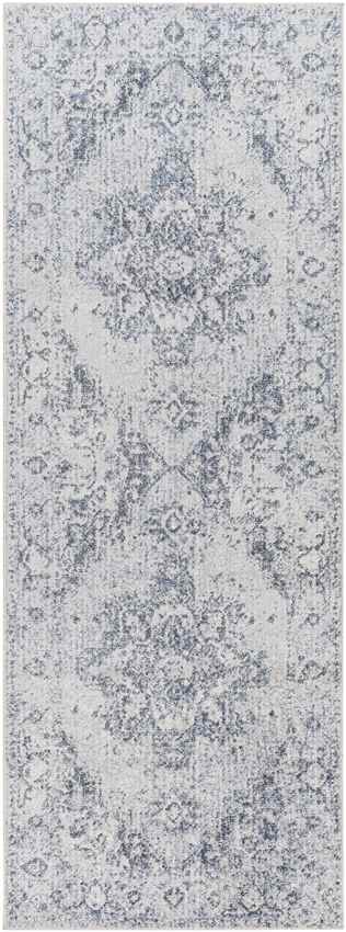 Moya Traditional Washable Rug, Navy Blue