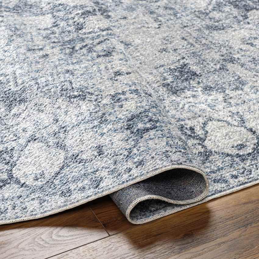 Moya Traditional Washable Rug, Navy Blue