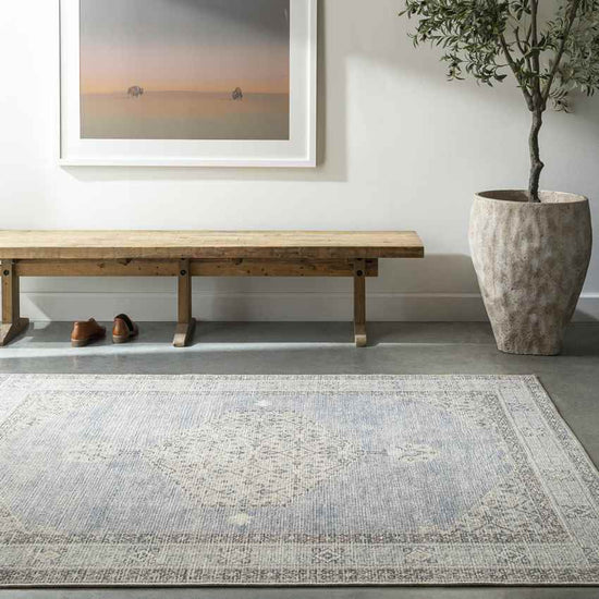 Jamesa Traditional Rug, Denim/Ivory