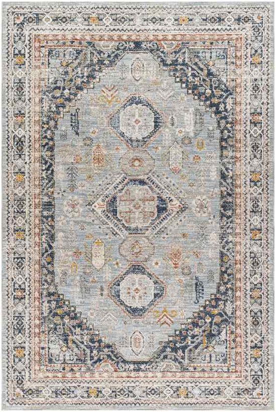 Nakea Traditional Rug, Pale Blue/Charcoal