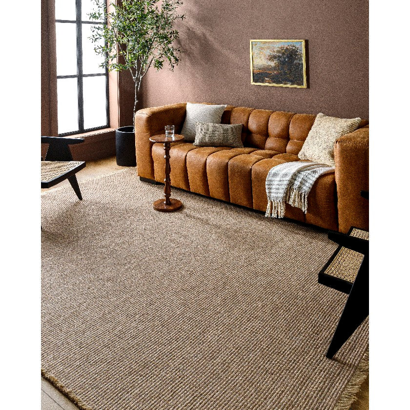 Hendy Solid & Border Rug, Brown