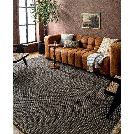 Hendy Solid & Border Rug, Charcoal