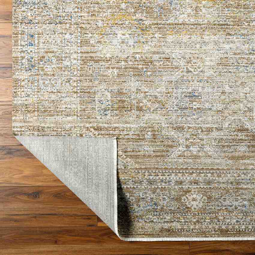 Gilda Traditional Washable Area Rug, Golden Brown/Ivory