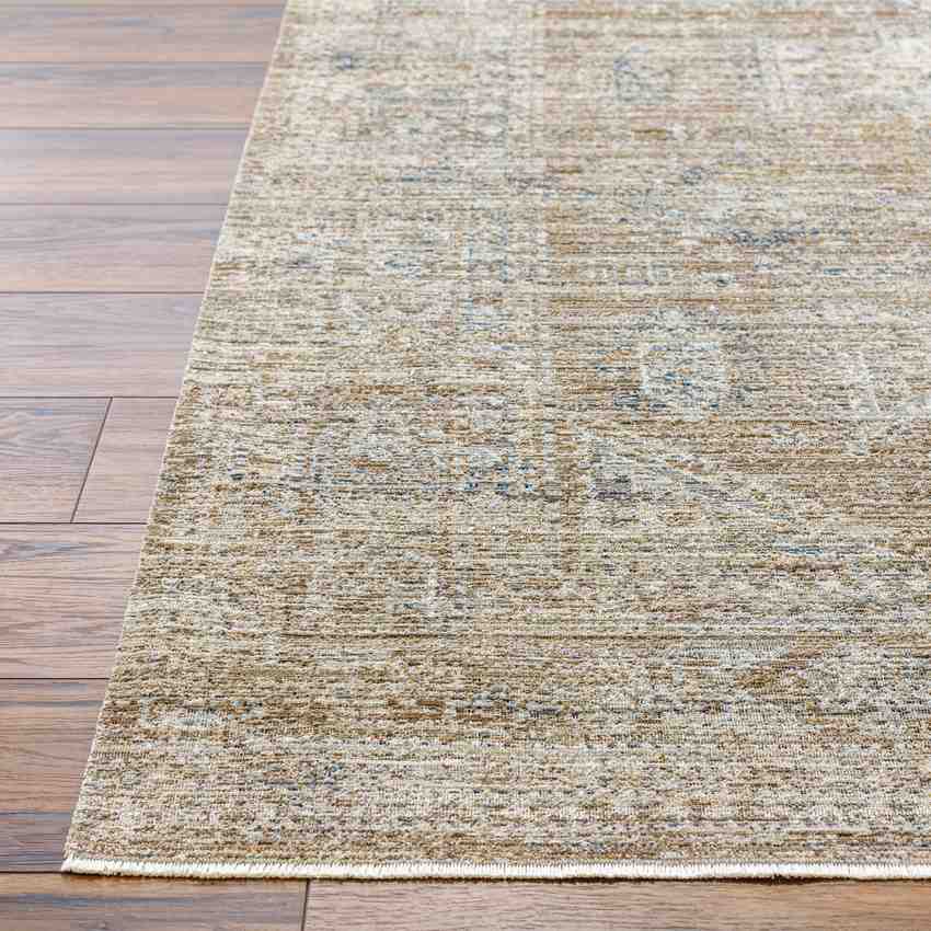 Gilda Traditional Washable Area Rug, Golden Brown/Ivory