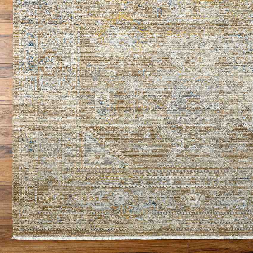 Gilda Traditional Washable Area Rug, Golden Brown/Ivory