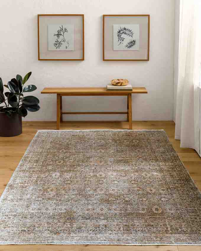 Moshe Traditional Washable Rug, Brown/Ivory