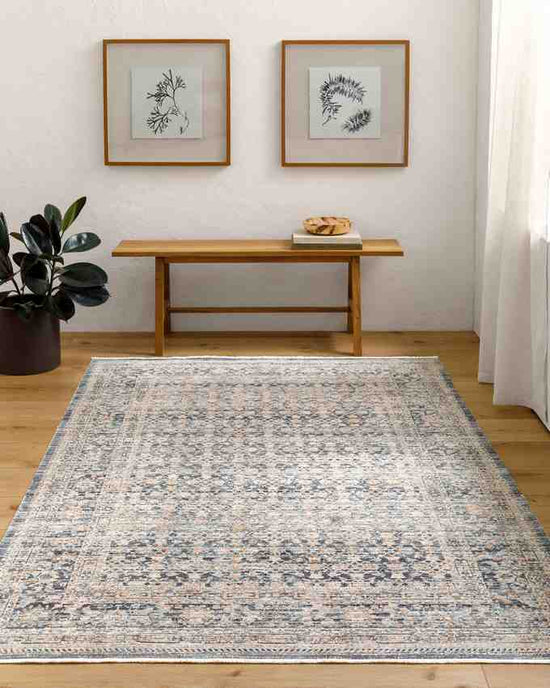 Leonel Traditional Washable Rug, Dark Blue