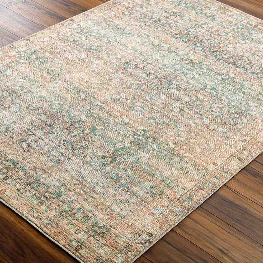 Jim Traditional Rug, Light Brown/Emerald