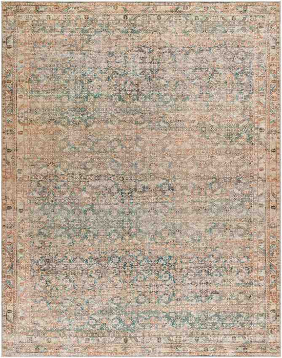 Jim Traditional Rug, Light Brown/Emerald