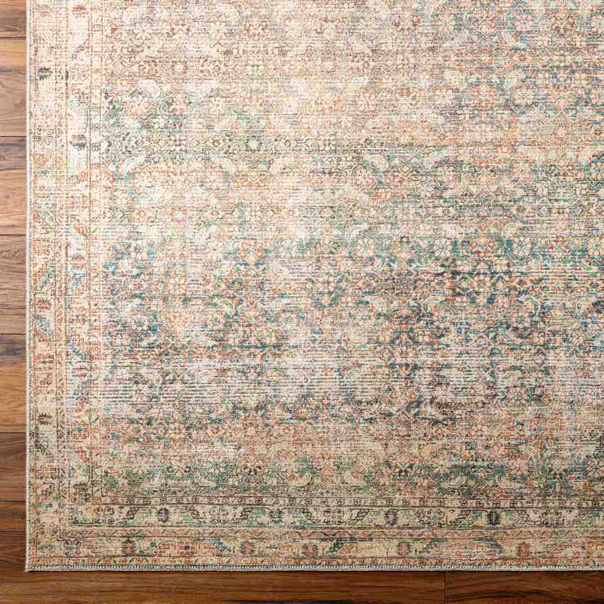 Jim Traditional Rug, Light Brown/Emerald