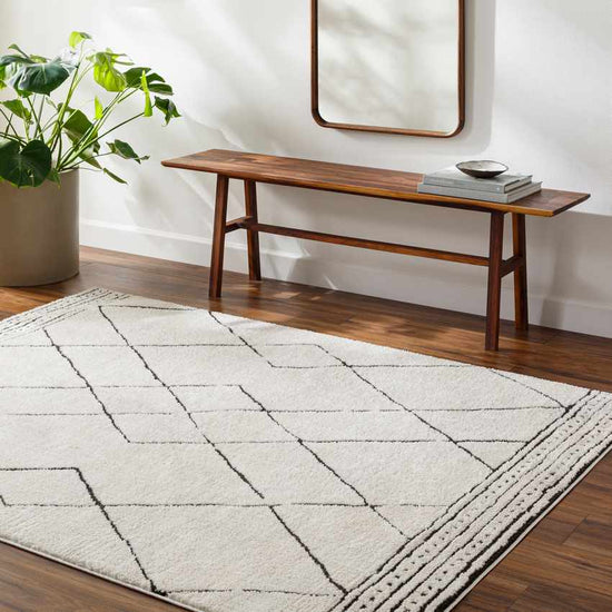 Josue Modern Rug, Ivory/Black