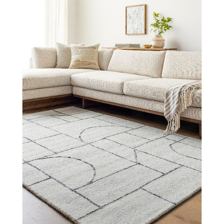 Tyerra Modern Rug, Cream/Light Slate