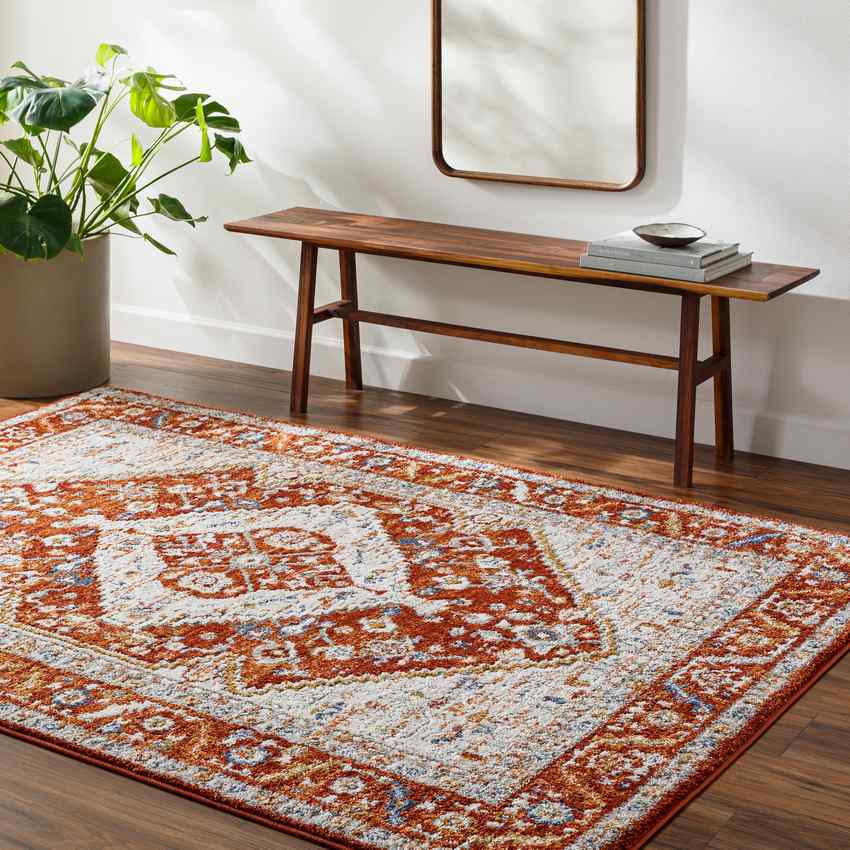 Yashika Traditional Rug, Bright Red