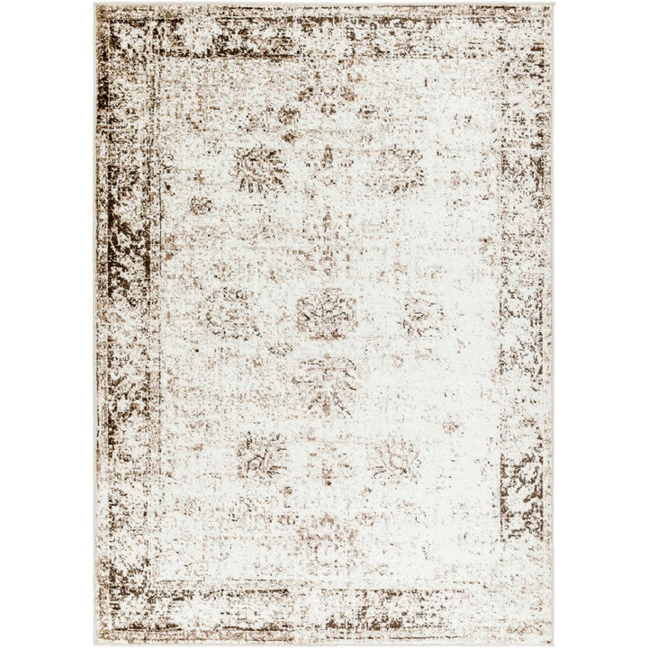 Yevette Traditional Area Rug, White/Dark Brown