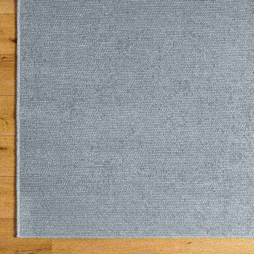 Tobey Solid & Border Washable Rug, Light Gray