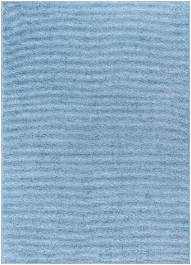 Tobey Solid & Border Washable Rug, Pale Blue