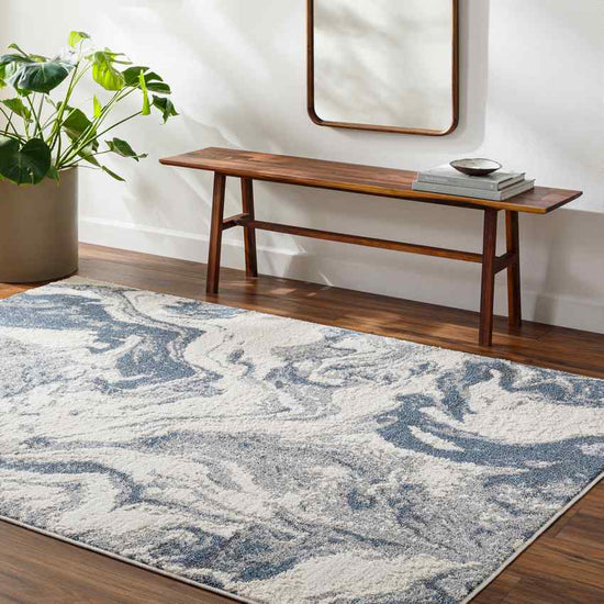 Ranesha Modern Rug, Denim/Light Gray