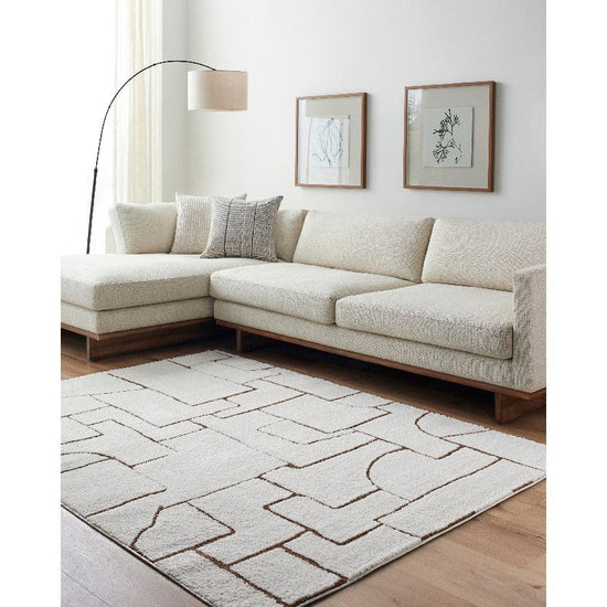 Kendl Modern Rug, Ivory/Brown