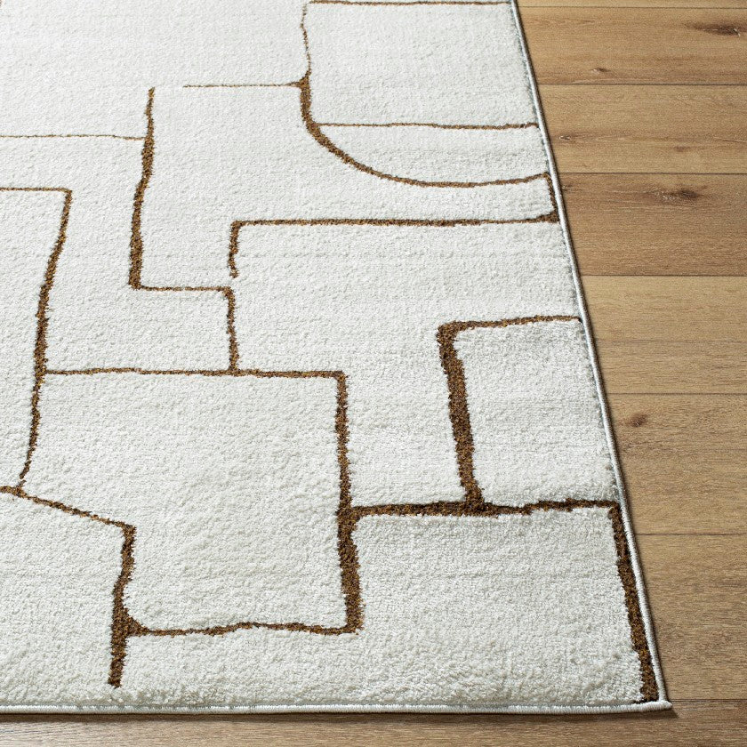 Kendl Modern Rug, Ivory/Brown