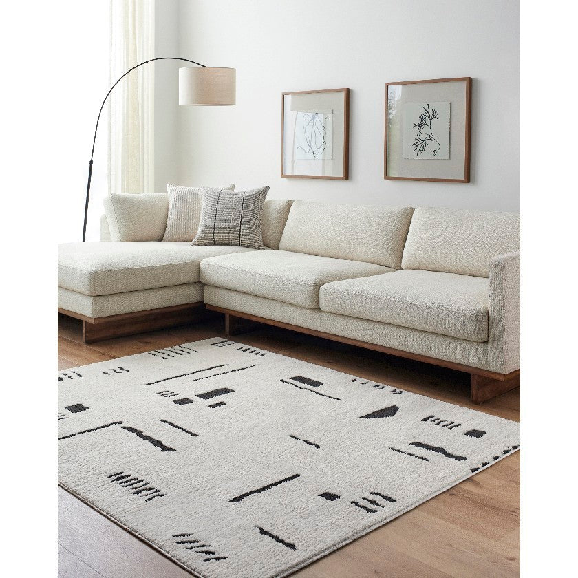 Keyauna Modern Rug, Ivory/Black