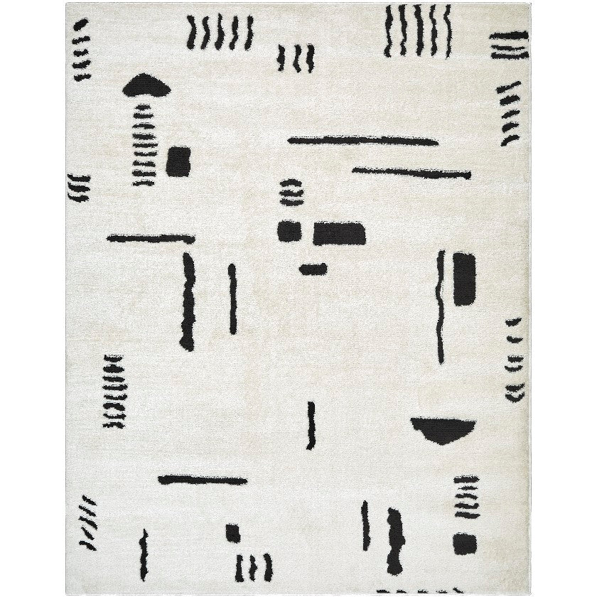 Keyauna Modern Rug, Ivory/Black