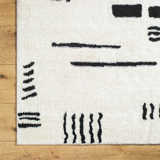 Keyauna Modern Rug, Ivory/Black