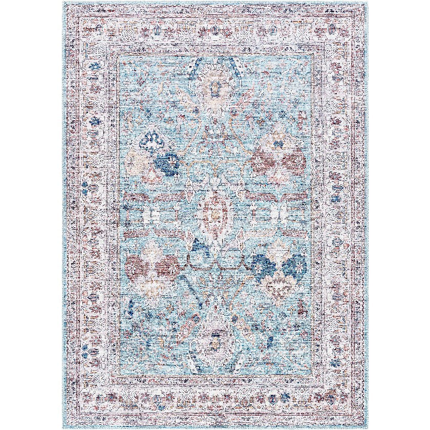 Malek Traditional Washable Rug, Denim