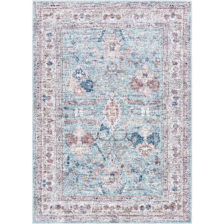 Malek Traditional Washable Rug, Denim