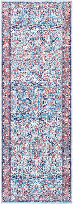 Jurrell Traditional Washable Rug, Denim/Brown