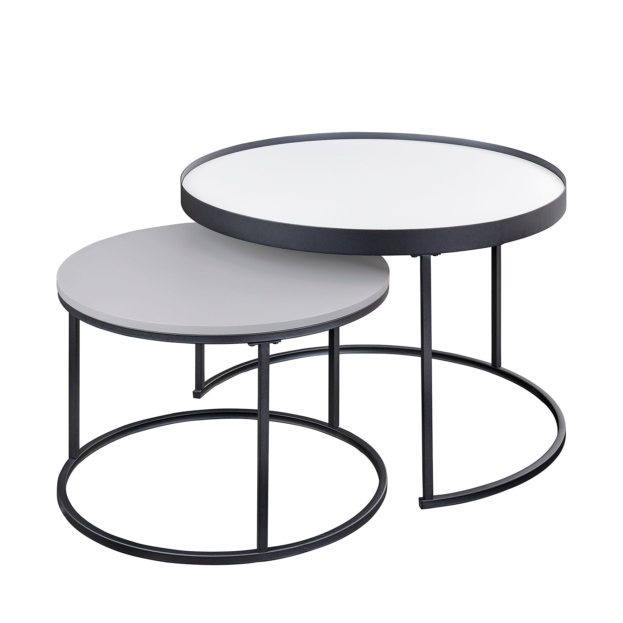 Modern Round Nesting Coffee Tables with Round Base, Set of 2