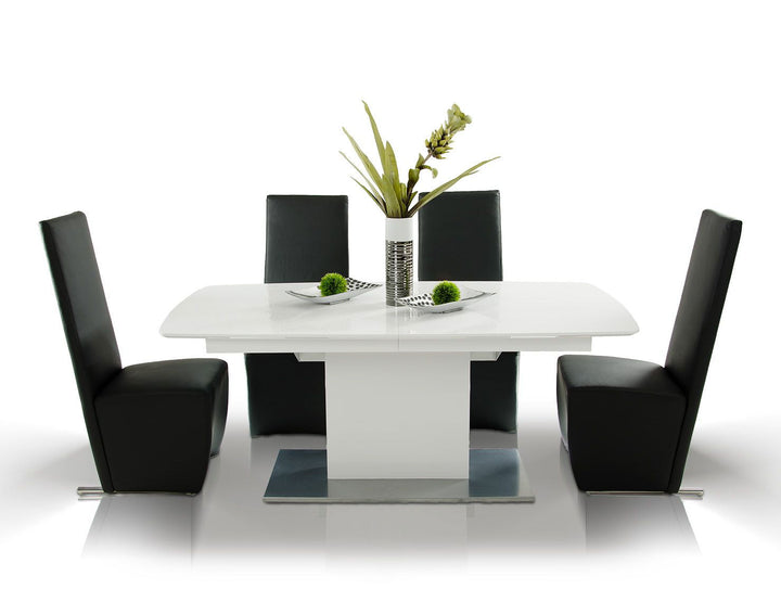 A&X Centro Modern White Crocodile Dining Table - Mac & Mabel
