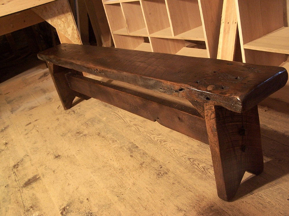 Antique Bench, Wood Bench, Narrow Entryway Bench, Plank Bench, Farmhouse Bench, Barn Wood Bench, Reclaimed Wood Bench, Hall Bench, Accent - Mac & Mabel
