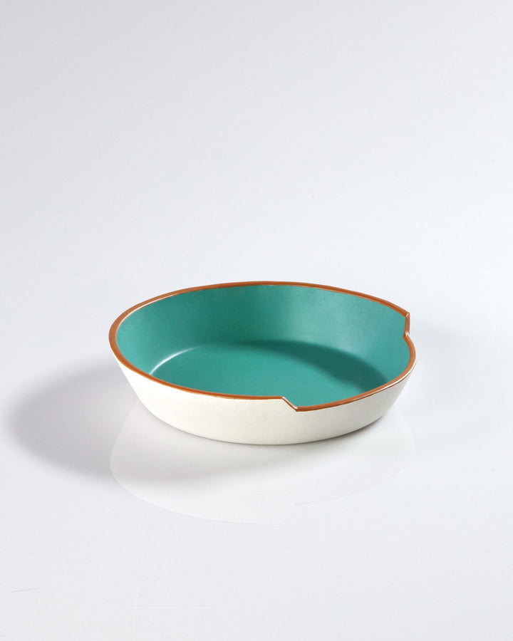 Aqua and White Painted Leather Bowl - Mac & Mabel