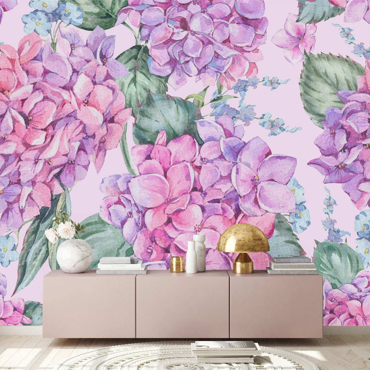 Stylish Modern Pink Little Flowers Wallpaper