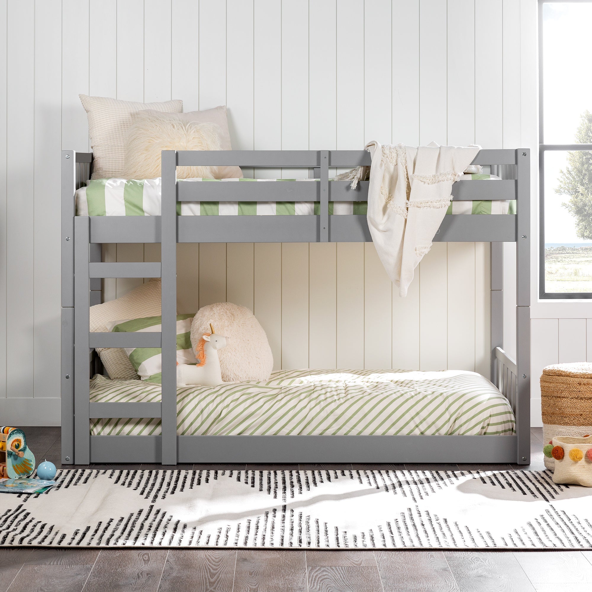 Twin Over Twin Solid Wood Slat Bunk Bed