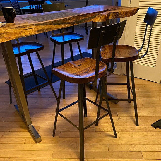 Bar Stools With Backs, Counter Stools, Scooped Seat Brew Haus, Counter Height Stools, Reclaimed Wood Bar Stools, Modern Farmhouse Bar Stools - Mac & Mabel
