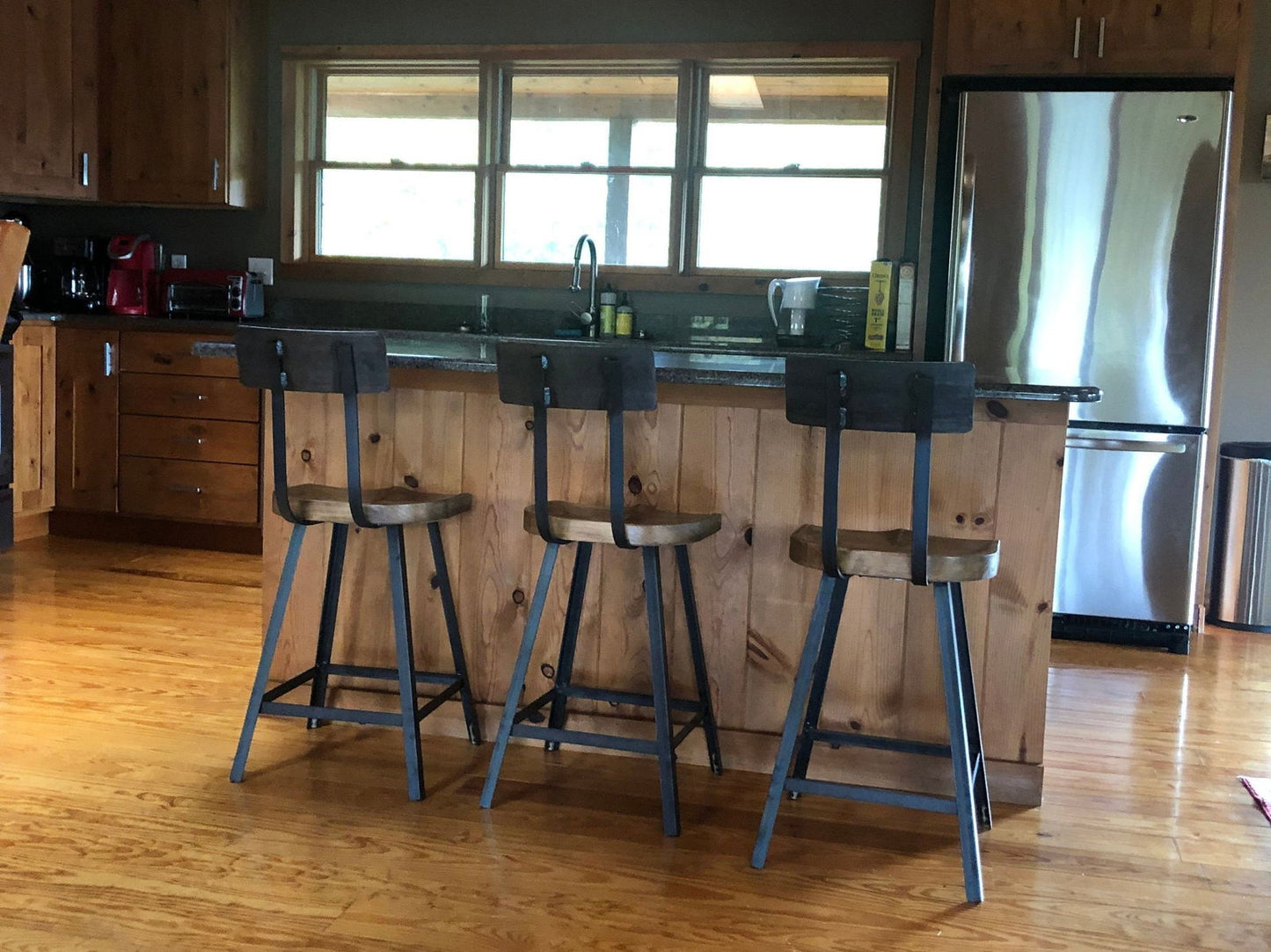 Bar Stools With Backs, Counter Stools, Scooped Seat Brew Haus, Counter Height Stools, Reclaimed Wood Bar Stools, Modern Farmhouse Bar Stools - Mac & Mabel