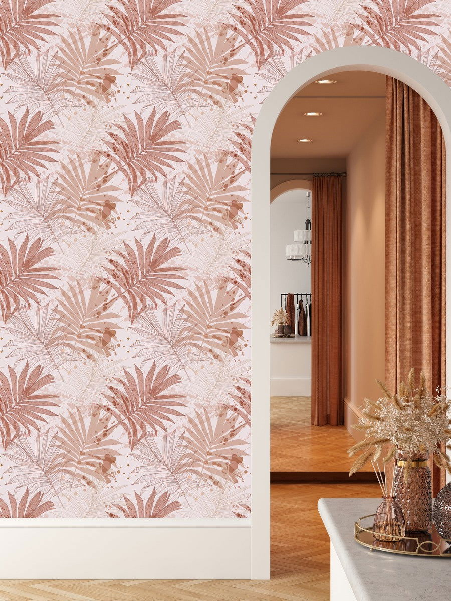 Beige Palm Leaves Wallpaper - Mac & Mabel