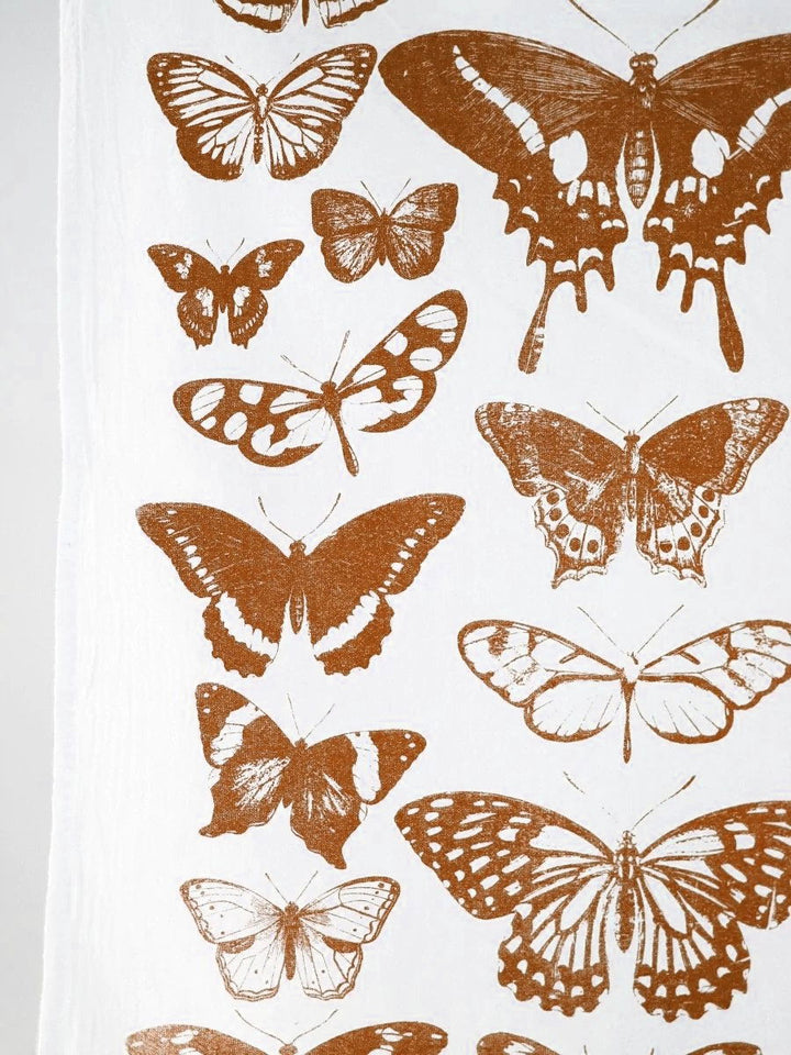 Butterfly Tea Towel Terra-cotta - Mac & Mabel
