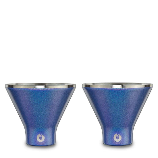 Stainless Steel Martini Glass, Set of 2 - Shimmer Blue